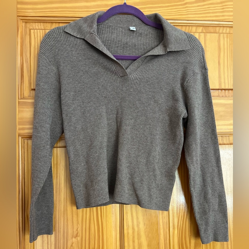 2pc UNIQLO Washable Ribbed Knit Polo Sweater & pants